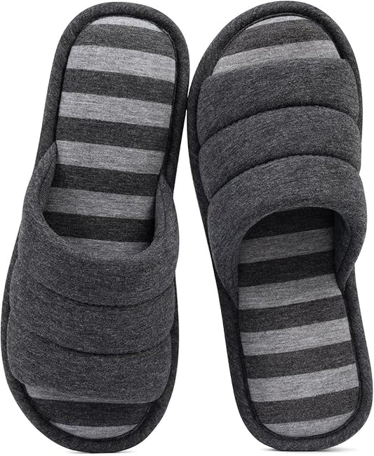 shevalues Open Toe House Slippers for Women Men Soft Cotton Indoor Shoes Memory Foam Slip On bedroom Slippers