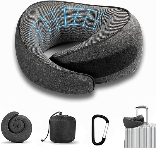 SZXYX Travel Pillows for Airplanes, 100% Pure Memory Foam Neck Pillow for Airplanes, Comfortable Breathable Cover, 360° Su...