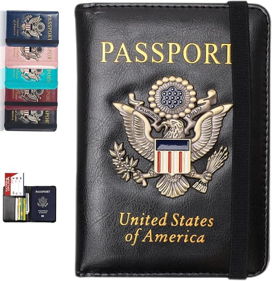Passport Holder and Card Slot Combo RFID Blocking Leather Travel Passport Wallet for Men and Women US Passport Cover Prote...