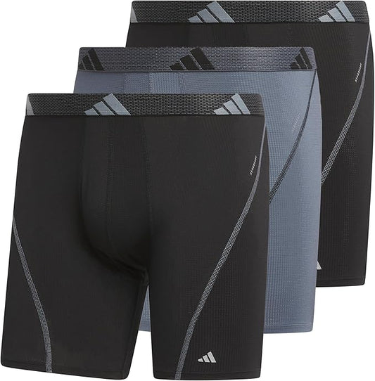 adidas Men's Performance Athletic Mesh Boxer Brief Underwear, Moisture Wicking, Sport Comfort, 3-Pack