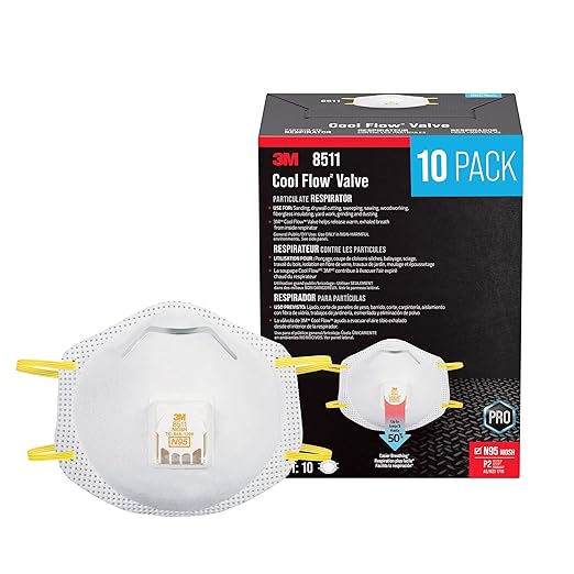 3M N95 Respirator 8511, Cool Flow Valve, 10 Pack, NIOSH-APPROVED, Advanced Filter Media For Easy Breathing, Comfortable Fo...