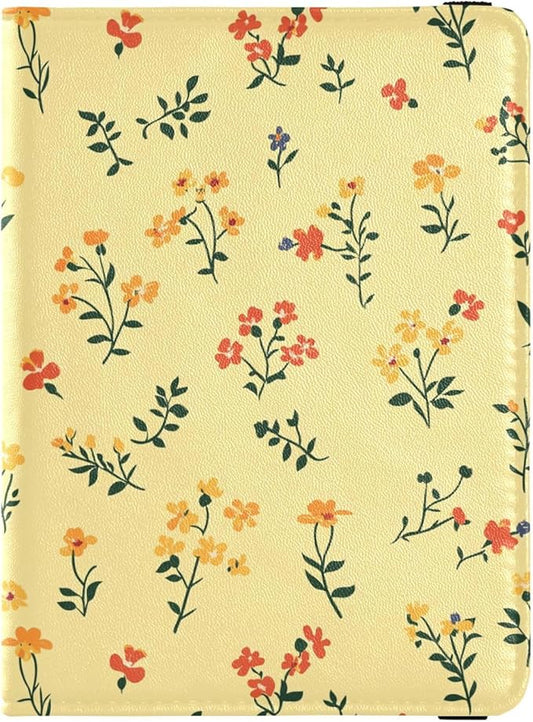 Autumn Flowers Light Yellow Passport and Vaccine Card Wallet Combo Travel Passport Wallet Passport Holder Combo with Vacci...