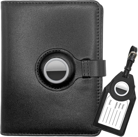 Acme Basics AirTag Passport Holder Cover Wallet with Built-In AirTag Slot. PLUS Luggage Tag & Addt'l AirTag Holder. RFID B...