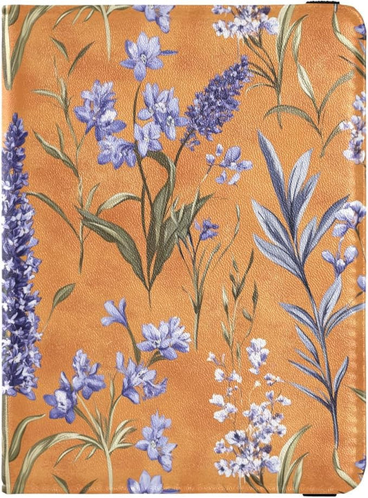 Purple Flowers Lavender Orange Passport and Vaccine Card Wallet Combo Passport Case Travel Documents Wallet Passport Holde...