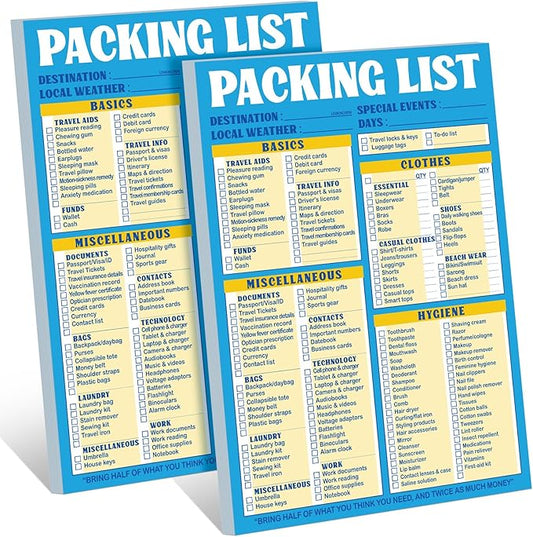 Eaasty 2 Pcs 120 Sheets Summer End of Year Travel Packing List 6 x 9 Packing List Checklist Notepad Cruise Checklist Essen...