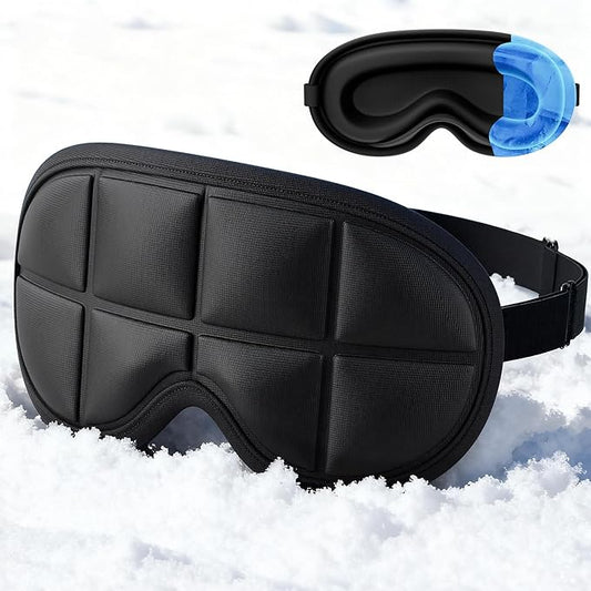 3D Cooling Sleep Mask with Double Coldfocus Gel - Frozen Cold Gel Eyes Mask with Contoured Blackout Hot & Cold Therapy for...