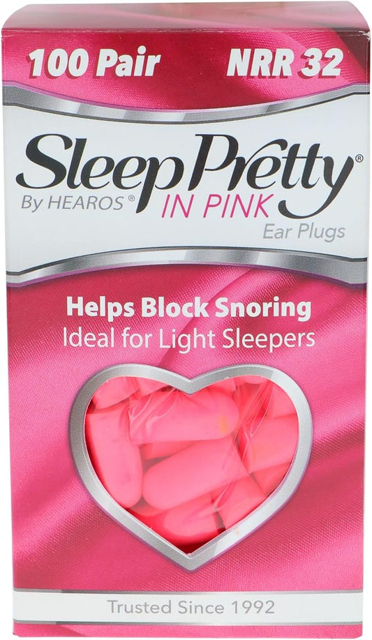 HEAROS Sleep Pretty in Pink, 100 Pair, NRR 32, PU Foam, Petite Sized, Pink (5199)
