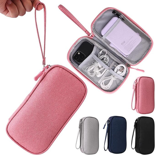 KINMINGZHU Pink Universal Cable Organizer - Electronics Accessories Bag for Charger, Phone, Memory Card & Travel Gadgets