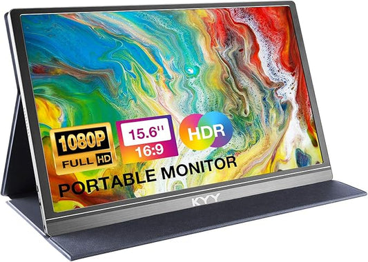 KYY Portable Monitor 15.6inch 1080P FHD USB-C, HDMI Computer Display HDR IPS Gaming Monitor w/Premium Smart Cover & Screen...