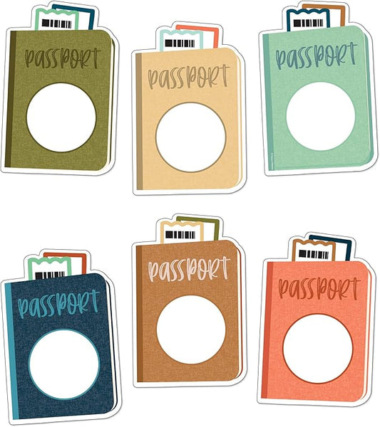 Carson Dellosa Let's Explore 36-Piece Passport Cutouts, Colorful Travel Tags for Bulletin Board, Locker Decorations, Adven...