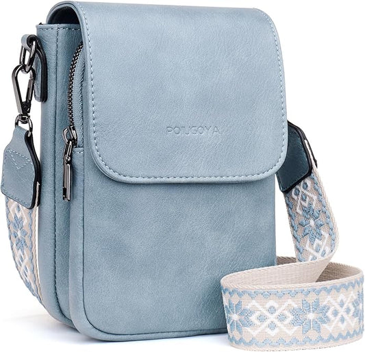 POIUGOYA Small Crossbody Bags for Women Trendy,Leather Triple Compartment Cell Phone Crossbody Wallet Purses with Card Slo...