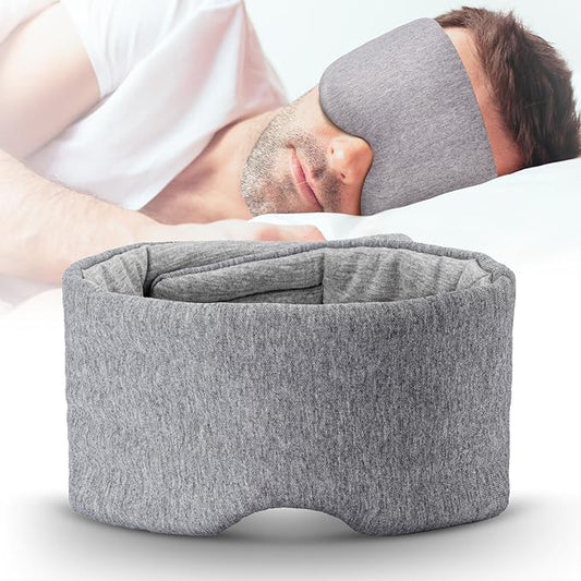 Cotton Sleep Eye Mask for Men Women, 100% Blocking Light Sleeping Mask for Side Sleeper, Soft Zero Pressure Cooling Blacko...