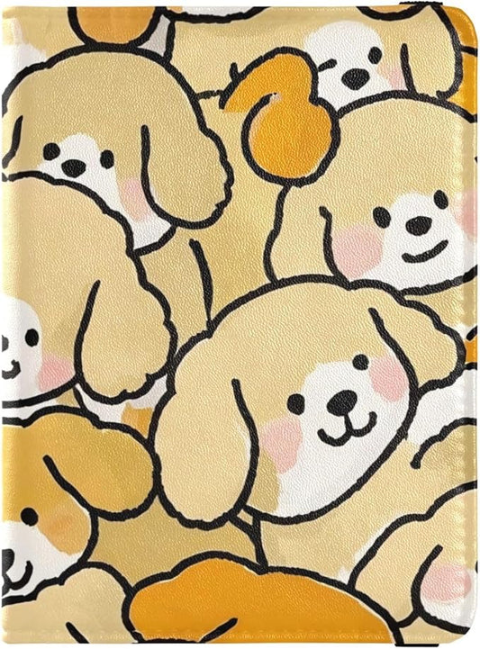 Puppy Cute Pattern Leather Passport and Vaccine Card Wallet Combo Travel Passport Wallet With Vaccination Card Slot Passpo...