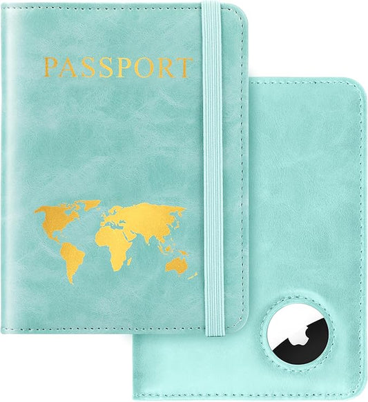 Passport Holder for Travel Women Men - Passport Cover Wallet with Airtag Slot - RFID Blocking PU Leather Passport Holder C...
