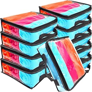 Hlimior 10 Pieces Large Clear Travel Packing Cube ，Clear Vinyl Zippered Storage Bags See Through Moving Bag Plastic Storag...