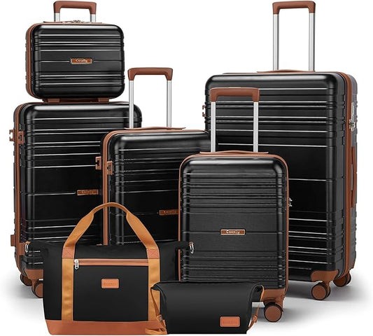 CASELLY Luggage Sets with spinner wheels, PC+ABS Hard Shell Travel Luggage,Lightweight Carry-on suitcases with TSA Lock,YK...