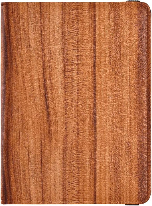 Brown Wood Grain Leather Passport and Vaccine Card Holder Combo Travel Passport Wallet With Vaccination Card Slot Passport...