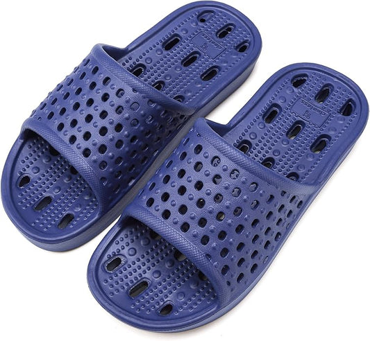 clootess Shower Shoes Slide for Men and Women Holes Bath Slipper Bathroom Sandal Pool Gym College Dorm Non-Slip