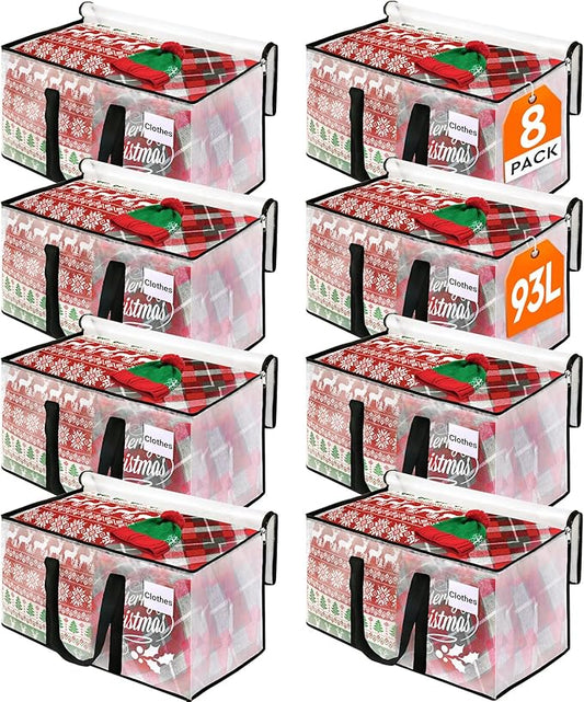 BlissTotes Moving Bags, 93L 8-Pack Storage Bags, Moving Box Heavy Duty Extra Large, Moving Totes with Zipper, Reinforced H...