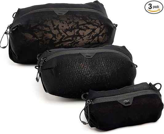 Peak Design Ultralight Packing Cube Bundle, Black, Stretchy Mesh Cubes with Strap Attachment Points and Luggage Pass Throu...