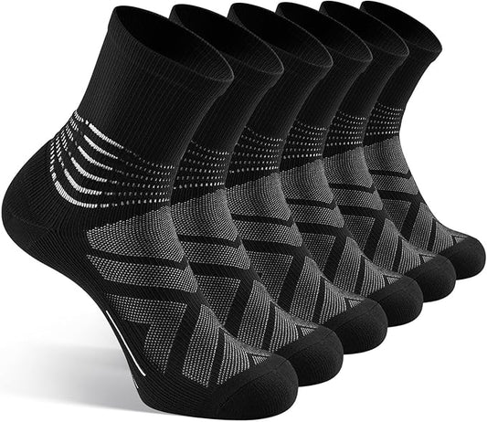 IRAMY Compression Ankle Support Crew Socks Men Women Coolmax Wicking Plantar Fasciitis Relief Running Hiking Socks 3 Pairs
