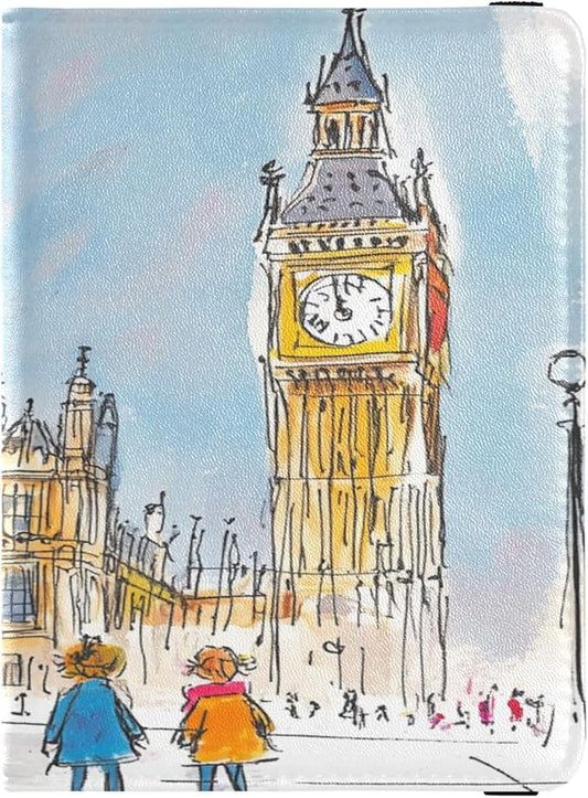 Flags at Half - Mast Scene Leather Passport and Vaccine Card Wallet Combo Travel Passport Wallet With Vaccination Card Slo...