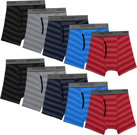 Fruit of the Loom boys And Toddler Boxer Briefs, Tag Free & Breathable Underwear, Assorted Color Multipacks