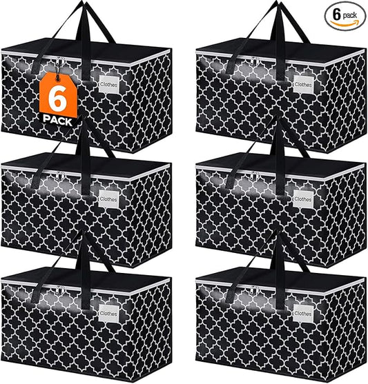 HomeHacks Heavy Duty Moving Bags with Tag Pockets, Collapsible Storage Totes for Moving, Camping & Travel -Foldable Packin...