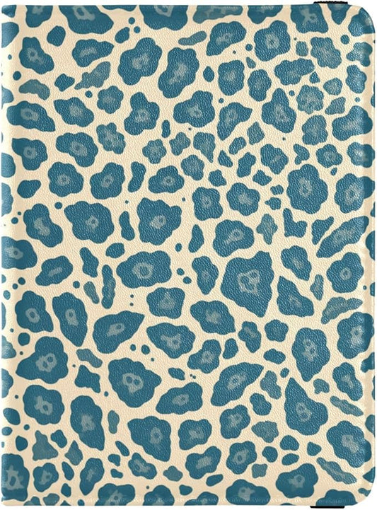 Cheetah Skin Print Teal Leather Passport Holder Combo with Vaccine Card Slot Travel Documents Organizer Protector Ultra Slim