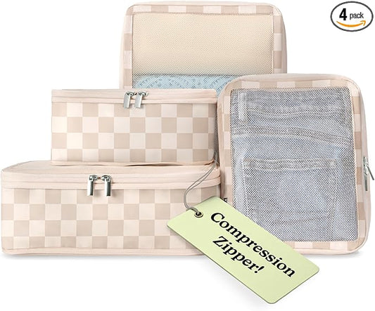 Vandel Space-Saving Compression Packing Cubes for Women, Men, Compressible Carry On Suit Case Organizer Luggage Packing Cu...