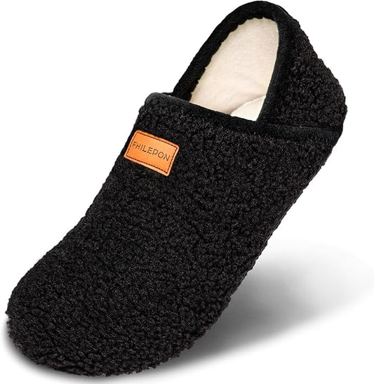 FHILEPON House Slippers for Women Soft-Lightweight House Shoes Men’s Furry Slippers Socks with Rubber Sole for Indoor Outd...