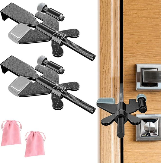 2 Pack Adjustable Portable Door Lock, Hotel Door Locks for Travelers Security, Prevent Unauthorized Entry, Door Stoppers S...