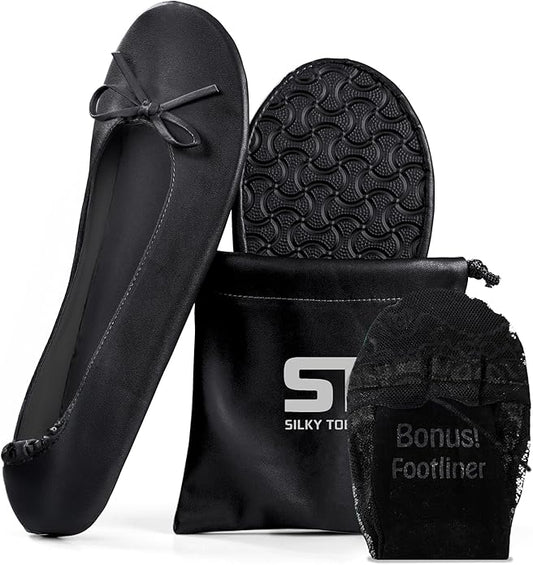 Silky Toes Women’s Foldable Ballet Flats - Portable Roll-Up Slippers for Purse, Travel, or Events - Comfortable Ballerina ...