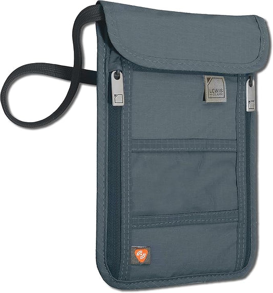 Lewis N. Clark Stash Neck Travel Wallet, RFID Blocking Passport Holder, Protect Personal Information, Charcoal