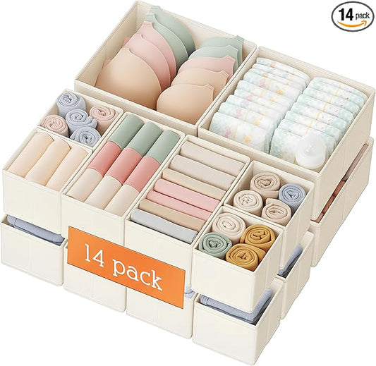 Criusia Drawer Organizer Clothes, 14 Pack Dresser Organizer for Baby Clothes, Underwear, Sock- Foldable Closet Organizatio...