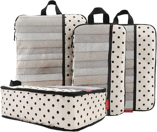 U+U 4 Set Compression Packing Cubes - Ultralight Travel Organizers, Space-Saving Suitcase Organizer, Expandable Packing Cu...
