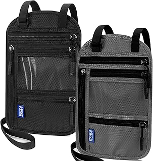 2-Pack Large RFID Blocking Passport Holder for Travel, Hidden Neck Wallet with Phone Pocket, Lightweight Under-Clothing Po...