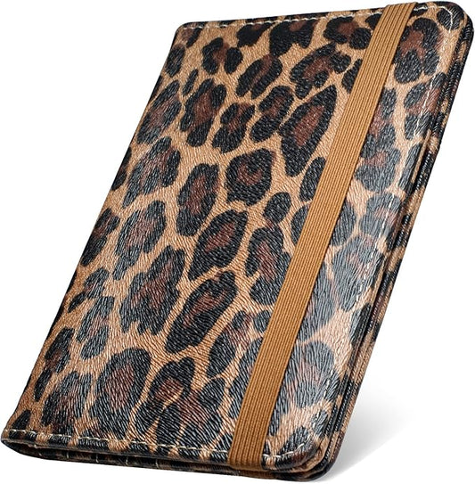 Mymazn Leopard Passport Holder Passport Case Travel Wallet with Vaccination Card Holder Passport Cover with RFID Blocking ...