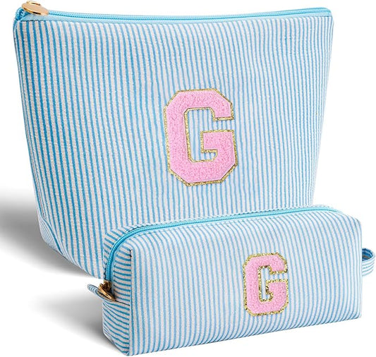 Btffitting Personalized Makeup Bag for Women Girls - Fashion Cosmetic Bag Trendy Travel Toiletry Bag with Initials Letter...