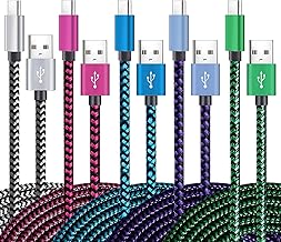 Teeind USB Type C Cable Fast Charging, Tpc001 5 Pack(6Ft 3A) Braided C Charger Cables Compatible with Samsung S10e/note 9/...