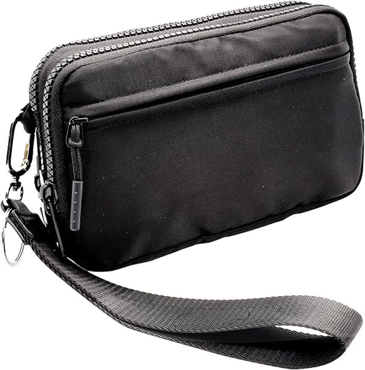 ycnice Wristlet Wallets for Women Checkered Nylon Quilted Wallet Travel Crossbody Bags with 4 Zippers Coin Card Phone Holder