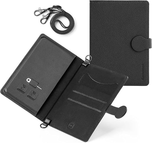 Lightweight Passport Holder with RFID Blocking, 2 SIM Card Slots, Detachable Strap & Ejector Pin – Slim Travel Passport Co...