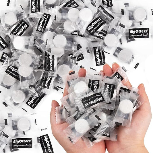 BigOtters 100PCS Compressed Towels, Disposable Face Towels for Travel Cleaning Supplies, Expandable Wipes Tablets Survival...