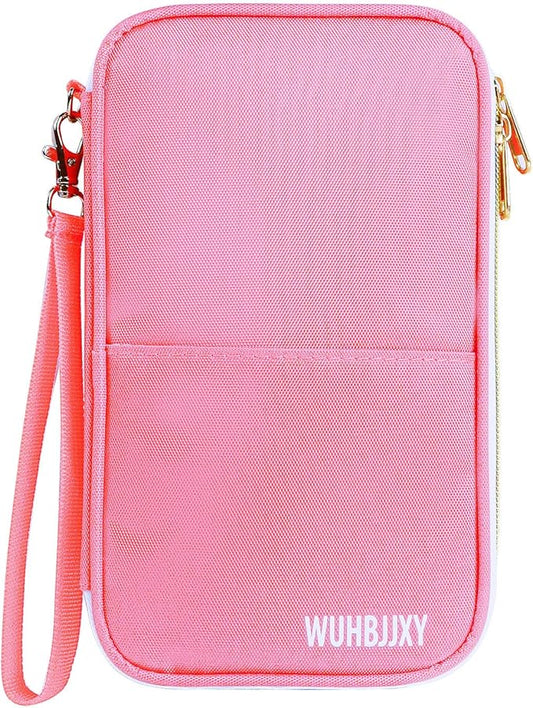WUHBJJXY Multifunctional, Practical, RFID Family Passport holder, Travel Wallet (Pink), Travel Document Organizer, Passpor...
