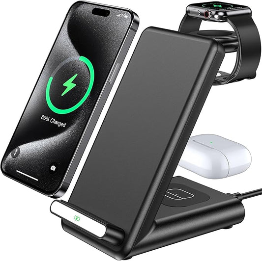 Wireless Charging Station,3 in 1 Charging Stand Made for Apple Watch Ultra 11 10 9 8 7 6 SE 5 4 3,Fast Wireless Charger Ma...