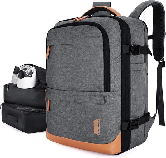 BAGSMART 37L Compression Travel Backpack, Expandable Carry On Backpack with Packing Cubes, Water Resistant Weekender Backp...