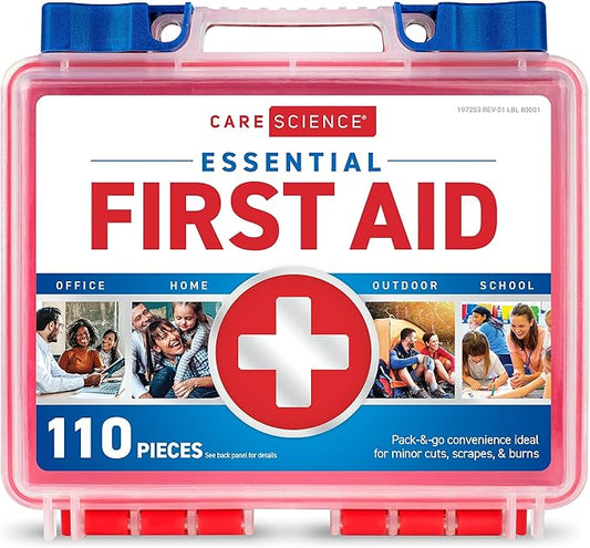 Care Science First Aid Kit, 110 Pieces | Professional Use for Travel, Work, School, Home, Car, Emergency, Survival, Campin...