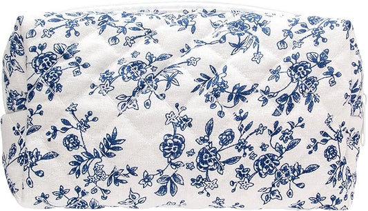 PAZIMIIK Vintage Quilted Makeup Bag Cosmetic Pouch for Brushes Pencils and Travel Make Up Accessories for Women and Girls ...