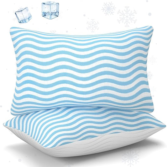 SLEEPDIARY Pillows Queen Size Set of 2 – Adjustable Shredded Memory Foam Cooling Bed Pillows, Custom Loft for Side, Back, ...