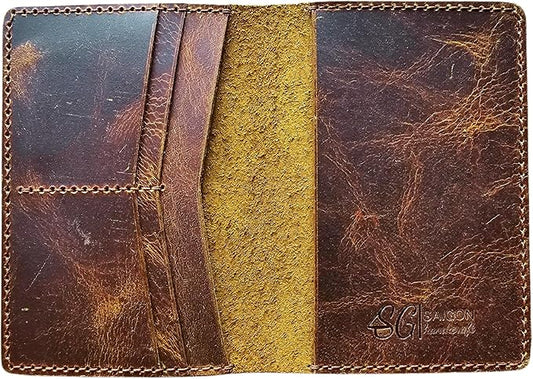 Leather Passport Holder for Men and Women - Handmade Vintage Travel Wallet - Mens Passport Case with Card Organizer - Genu...